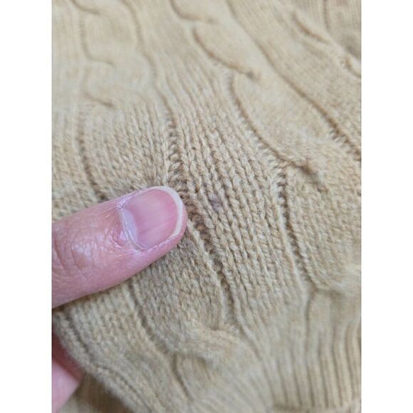 Polo ralph lauren Cable-Knit Wool-Cashmere V-Neck Sweater L  Camel Melange $198 - Picture 9 of 9